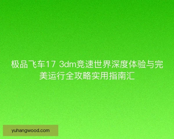 极品飞车17 3dm竞速世界深度体验与完美运行全攻略实用指南汇