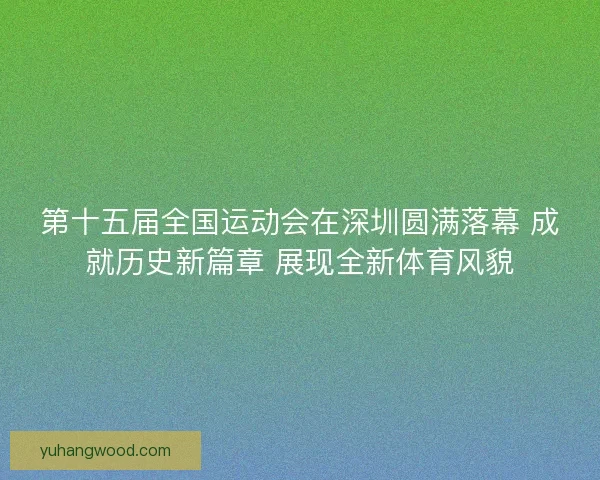 第十五届全国运动会在深圳圆满落幕 成就历史新篇章 展现全新体育风貌