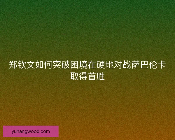 郑钦文如何突破困境在硬地对战萨巴伦卡取得首胜